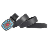 Maxbell Fashion Men Belt Casual Turquoise Buckle Adjustable Western Belt Waist Strap Black