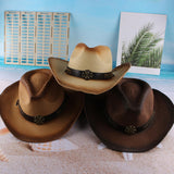 Maxbell Western Cow boy Hat Wide Brim Panama Cowgirl Hat for Summer Beach Vacation Khaki