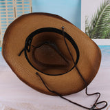 Maxbell Western Cow boy Hat Wide Brim Panama Cowgirl Hat for Summer Beach Vacation Khaki