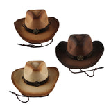 Maxbell Western Cow boy Hat Wide Brim Panama Cowgirl Hat for Summer Beach Vacation Khaki