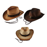 Maxbell Western Cow boy Hat Wide Brim Panama Cowgirl Hat for Summer Beach Vacation Khaki