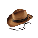 Maxbell Western Cow boy Hat Wide Brim Panama Cowgirl Hat for Summer Beach Vacation Khaki