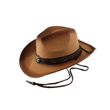 Maxbell Western Cow boy Hat Wide Brim Panama Cowgirl Hat for Summer Beach Vacation Khaki