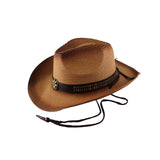 Maxbell Western Cow boy Hat Wide Brim Panama Cowgirl Hat for Summer Beach Vacation Khaki