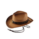 Maxbell Western Cow boy Hat Wide Brim Panama Cowgirl Hat for Summer Beach Vacation Khaki