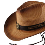 Maxbell Western Cow boy Hat Wide Brim Panama Cowgirl Hat for Summer Beach Vacation Khaki