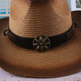 Maxbell Western Cow boy Hat Wide Brim Panama Cowgirl Hat for Summer Beach Vacation Khaki