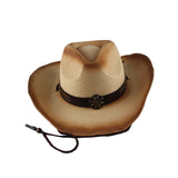 Maxbell Western Cow boy Hat Wide Brim Panama Cowgirl Hat for Summer Beach Vacation Beige