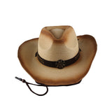 Maxbell Western Cow boy Hat Wide Brim Panama Cowgirl Hat for Summer Beach Vacation Beige