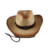 Maxbell Western Cow boy Hat Wide Brim Panama Cowgirl Hat for Summer Beach Vacation Beige