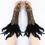 Maxbell 2Pcs Wrist Cuffs Sleeves Mesh Long for Cosplay Brazil Stage
