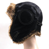 Maxbell Winter Trooper Hat Windproof PU Leather Cold Proof Ear Flaps Snow Ski Black