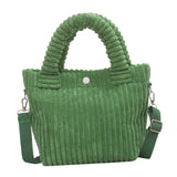 Maxbell Fashion Corduroy Tote Bag Casual Bucket Pouch Handbags Shopping Travel green