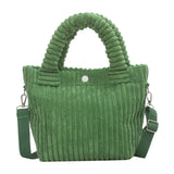 Maxbell Fashion Corduroy Tote Bag Casual Bucket Pouch Handbags Shopping Travel green