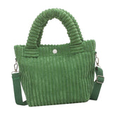 Maxbell Fashion Corduroy Tote Bag Casual Bucket Pouch Handbags Shopping Travel green