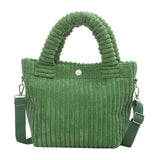 Maxbell Fashion Corduroy Tote Bag Casual Bucket Pouch Handbags Shopping Travel green