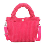 Maxbell Fashion Corduroy Tote Bag Casual Bucket Pouch Handbags Shopping Travel pink