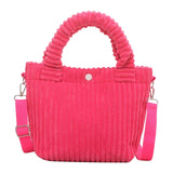 Maxbell Fashion Corduroy Tote Bag Casual Bucket Pouch Handbags Shopping Travel pink