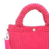 Maxbell Fashion Corduroy Tote Bag Casual Bucket Pouch Handbags Shopping Travel pink