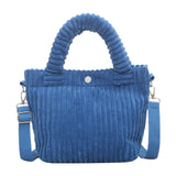 Maxbell Fashion Corduroy Tote Bag Casual Bucket Pouch Handbags Shopping Travel blue