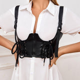 Maxbell Punk Fashion PU Leather Waist Belt Waistband with Straps for Dancing Dresses