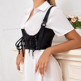 Maxbell Punk Fashion PU Leather Waist Belt Waistband with Straps for Dancing Dresses