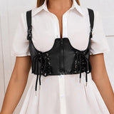 Maxbell Punk Fashion PU Leather Waist Belt Waistband with Straps for Dancing Dresses