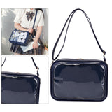 Maxbell PU Shoulder Bag Transparent Handbags Pocket Portable Small Pouch Tote Bag blue