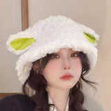 Maxbell Sheep Ears Hat Unique Winter Hat Handmade Furry for Female Teen Girls Ladies White