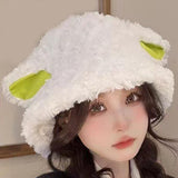 Maxbell Sheep Ears Hat Unique Winter Hat Handmade Furry for Female Teen Girls Ladies White