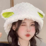 Maxbell Sheep Ears Hat Unique Winter Hat Handmade Furry for Female Teen Girls Ladies White