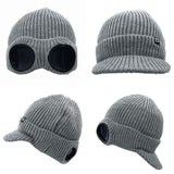 Maxbell Men's Knit Newsboy Hat Goggles Beanie Warm Cap Windproof Unisex Adults Gray