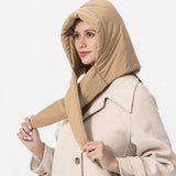 Maxbell Women Headscarf Triangle Shawl Windproof Light and Warm Down Hat Khaki