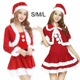 Maxbell Women Santa Costume Cosplay Outfits Set Santa Hat Clothing Claus Dress S Sleeveless