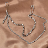 Maxbell Double Chain Brooch Unisex Fashion Metal for Meeting Business Gift