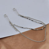 Maxbell Double Chain Brooch Unisex Fashion Metal for Meeting Business Gift