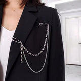 Maxbell Double Chain Brooch Unisex Fashion Metal for Meeting Business Gift