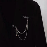 Maxbell Double Chain Brooch Unisex Fashion Metal for Meeting Business Gift