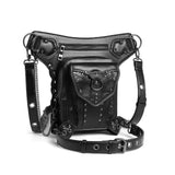 Maxbell Steampunk Waist Bag PU Leather Thigh Hip Belt Packs for Backpacking Travel