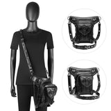 Maxbell Steampunk Waist Bag PU Leather Thigh Hip Belt Packs for Backpacking Travel