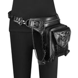 Maxbell Steampunk Waist Bag PU Leather Thigh Hip Belt Packs for Backpacking Travel