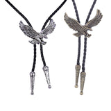 Maxbell Alloy Bolo Tie Eagle Pendant Necktie Jewelry Retro Style Adjustable Necklace Argent