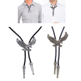 Maxbell Alloy Bolo Tie Eagle Pendant Necktie Jewelry Retro Style Adjustable Necklace Argent