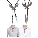 Maxbell Alloy Bolo Tie Eagle Pendant Necktie Jewelry Retro Style Adjustable Necklace Argent