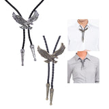 Maxbell Alloy Bolo Tie Eagle Pendant Necktie Jewelry Retro Style Adjustable Necklace Argent