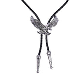 Maxbell Alloy Bolo Tie Eagle Pendant Necktie Jewelry Retro Style Adjustable Necklace Argent