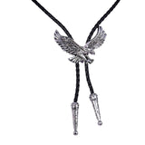 Maxbell Alloy Bolo Tie Eagle Pendant Necktie Jewelry Retro Style Adjustable Necklace Argent