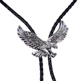 Maxbell Alloy Bolo Tie Eagle Pendant Necktie Jewelry Retro Style Adjustable Necklace Argent