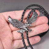 Maxbell Alloy Bolo Tie Eagle Pendant Necktie Jewelry Retro Style Adjustable Necklace Argent