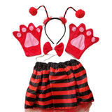 Maxbell Ladybird Costume Striped Skirt Gloves Outfit Party Favors Fancy Dress